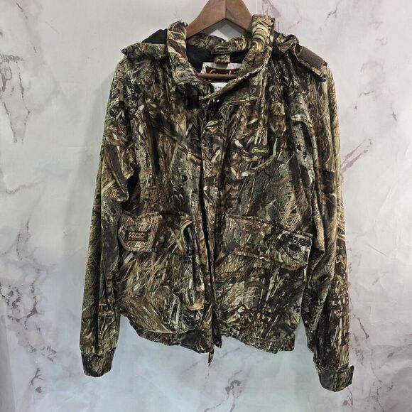 Gamehide Jacket Mens Medium Grassland Hunting Camo Hush Hide Coat Hooded Vtg - Picture 1 of 12